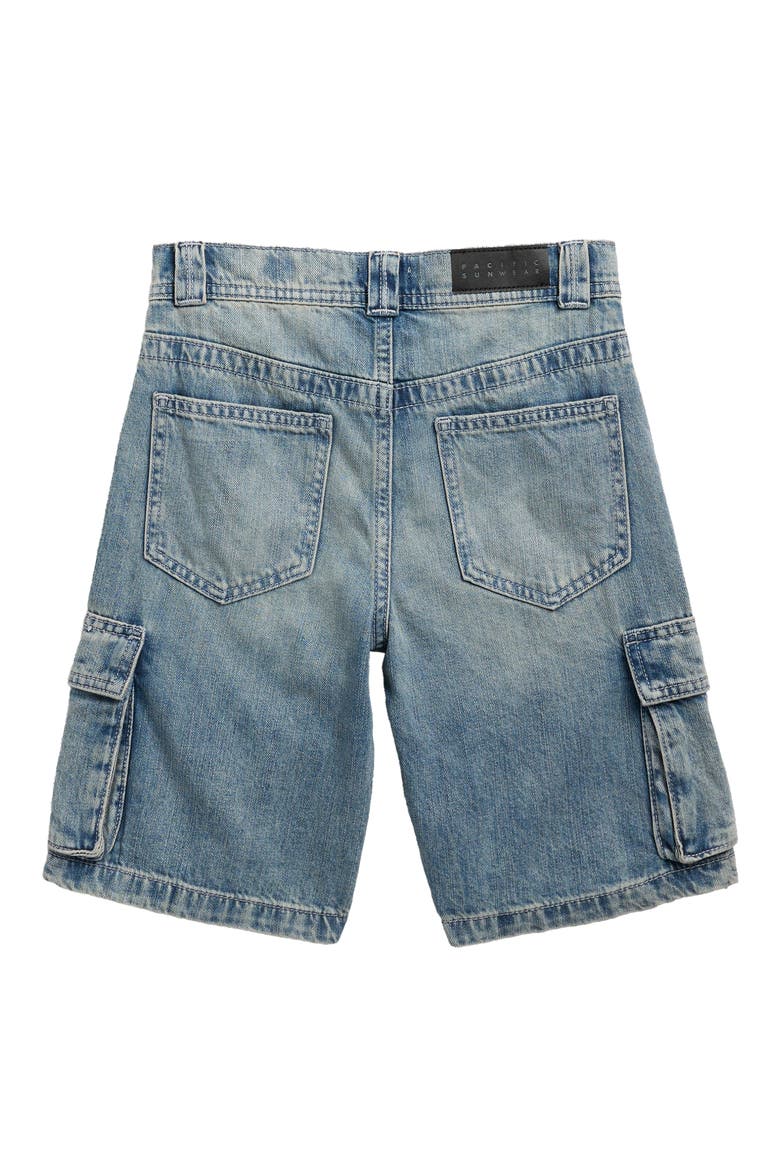 Kids' Edgar Extreme Baggy Cargo Denim Shorts, Alternate, color, MEDIUM INDIGO