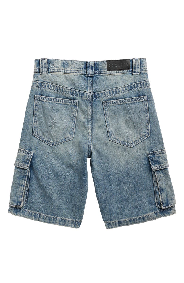 PacSun Kids' Edgar Extreme Baggy Cargo Denim Shorts, Alternate, color, Medium Indigo