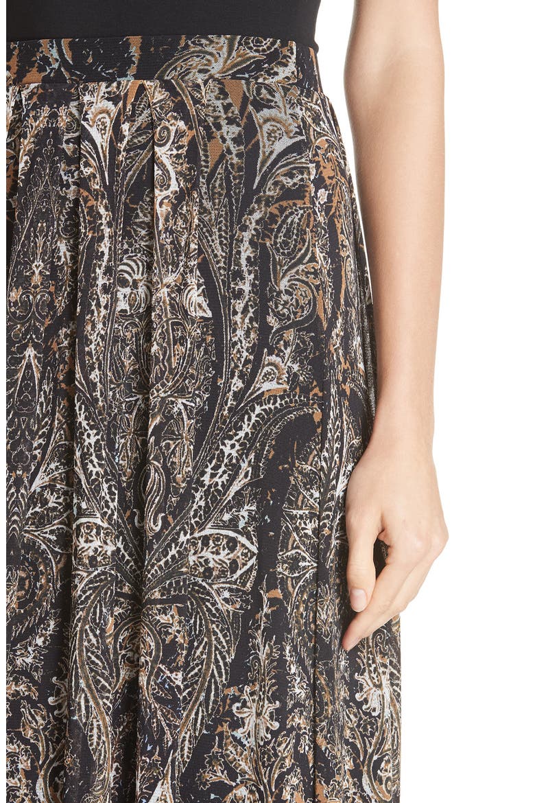 Paisley Tulle Midi Skirt, Alternate, color, NERO