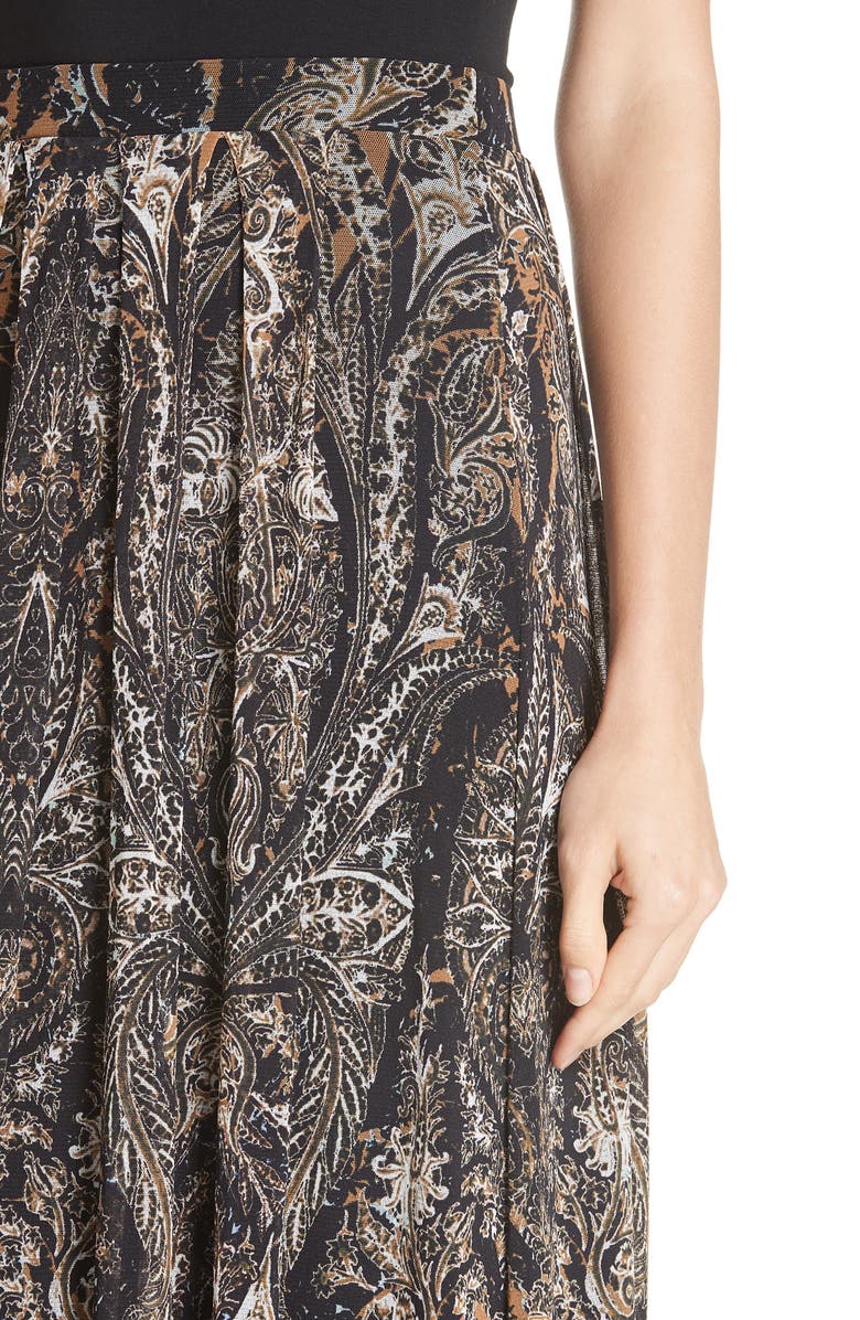 Fuzzi Paisley Tulle Midi Skirt, Alternate, color, 