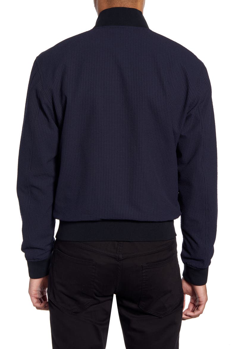 Cadus Regular Fit Seersucker Check Bomber Jacket, Alternate, color, BLUE