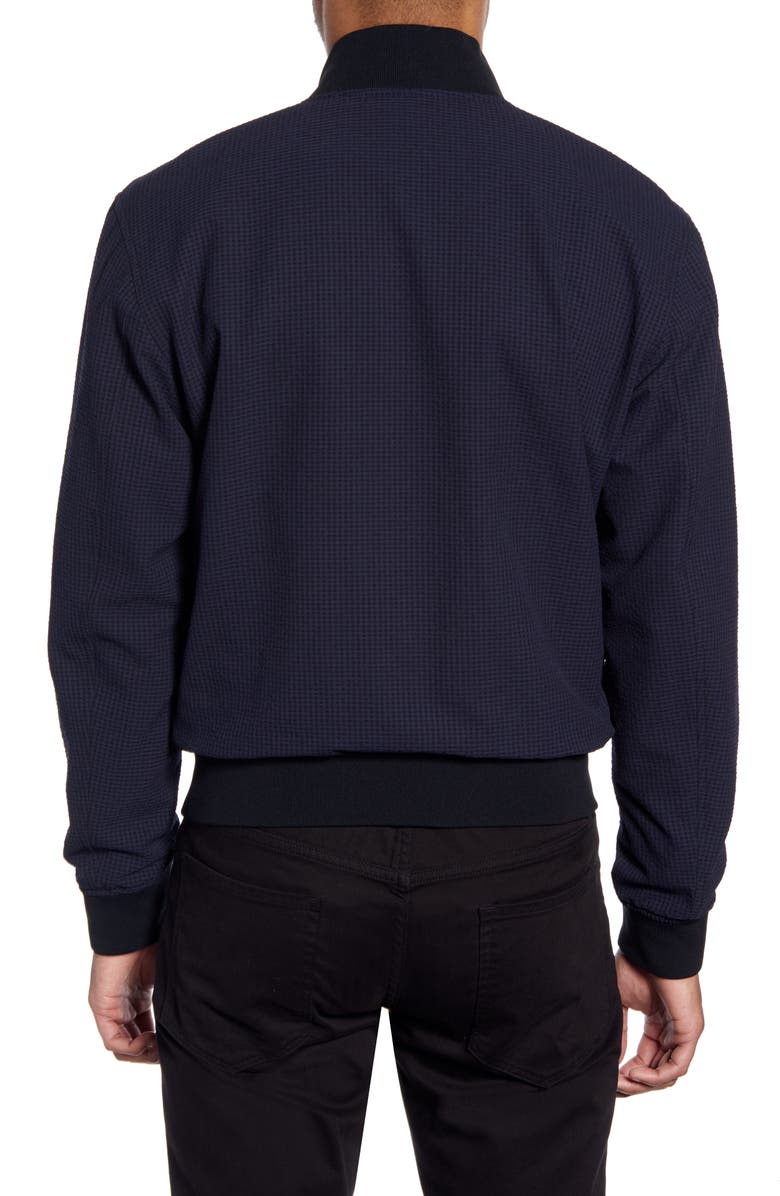 BOSS Cadus Regular Fit Seersucker Check Bomber Jacket, Alternate, color, 