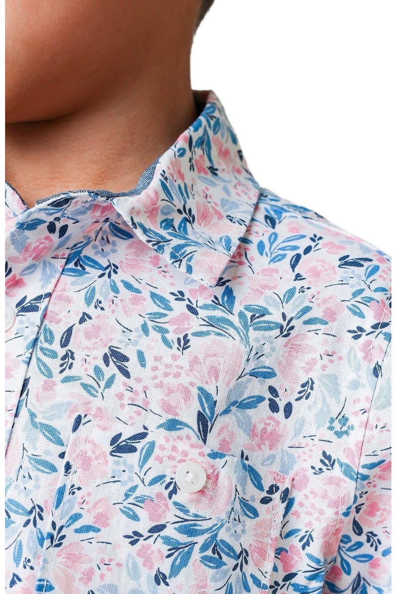 Boys' Short Sleeve Linen Shirt with Side Vent, Kids, Alternate, color, English Floral