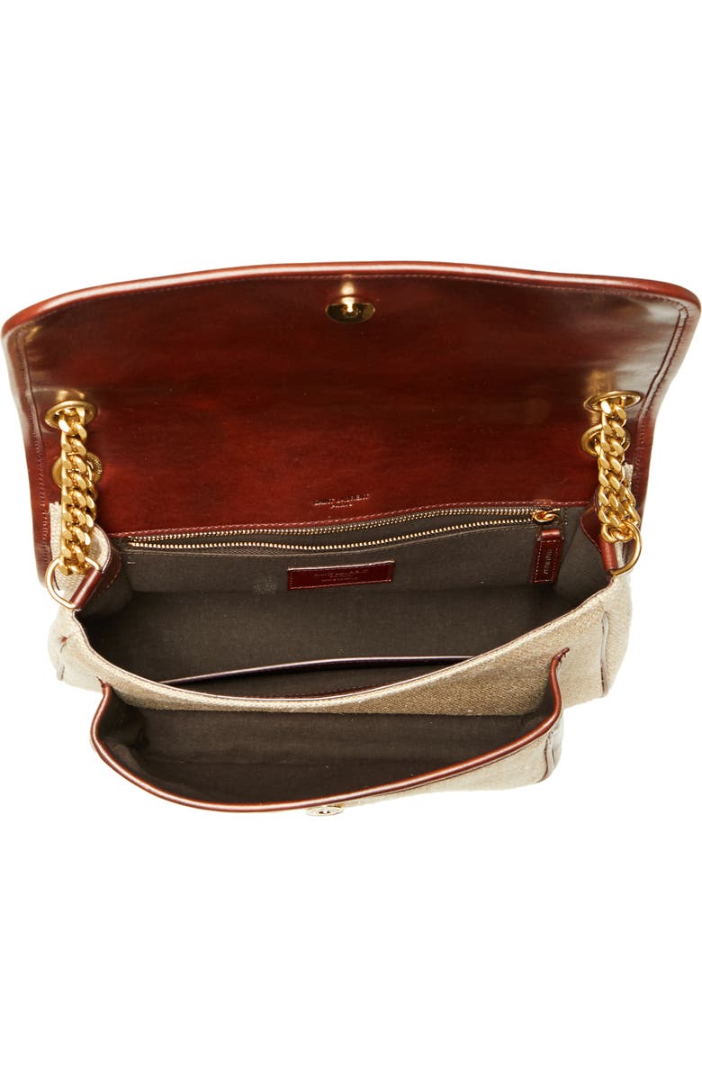Saint Laurent Medium Niki Linen Canvas & Leather Shoulder Bag, Alternate, color,