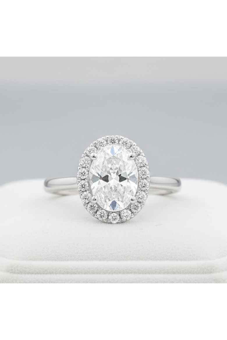 Idalia 14K Gold Oval Lab Grown Diamond Halo Engagement Ring - 1.9 Ct, Alternate, color, 14K White Gold