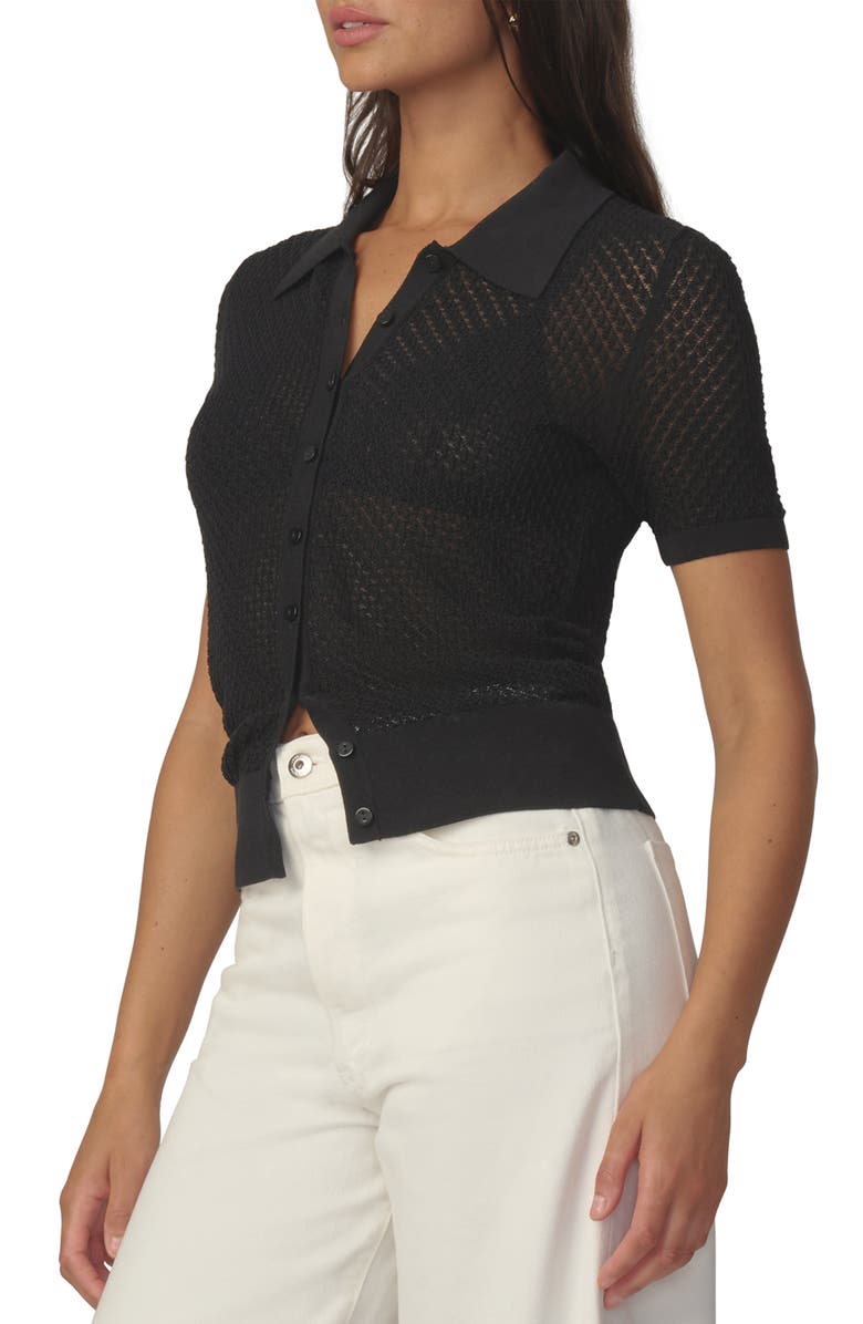 Joe's The Davey Open Stitch Short Sleeve Cardigan, Alternate, color, Black