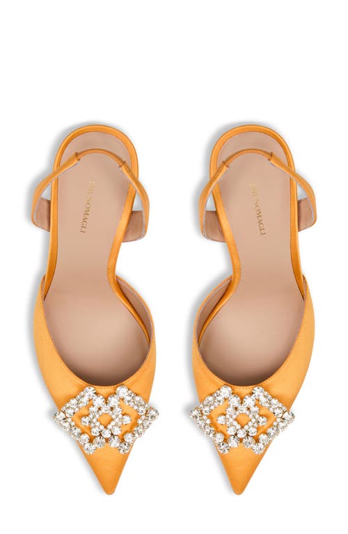 Bruno Magli Moda Slingback Pointed Toe Pump In Orange Satin