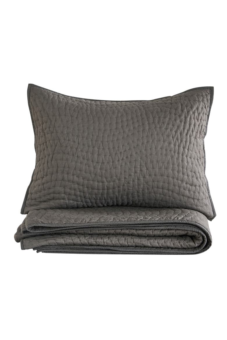 Voile Solid Cotton Quilt & Sham Set, Alternate, color, CHARCOAL