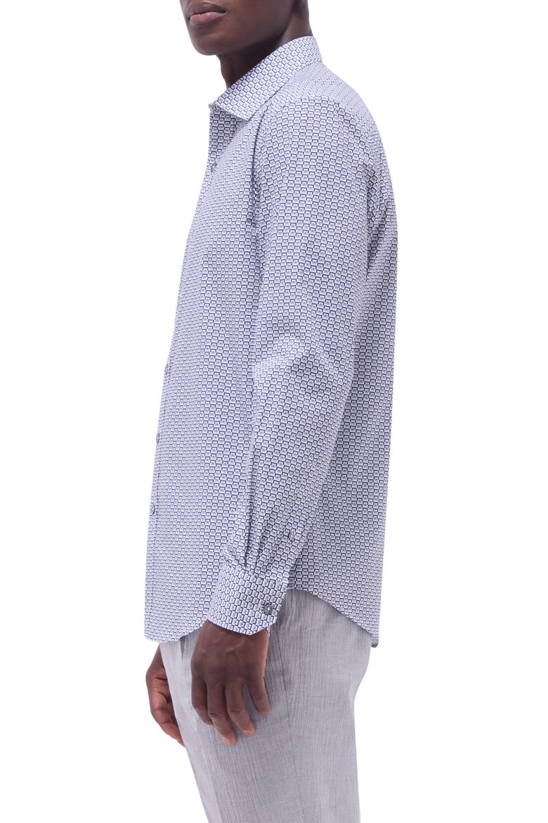 Axel Geo Print Shaped Fit Stretch Cotton Button-Up Shirt, Alternate, color, ZINC