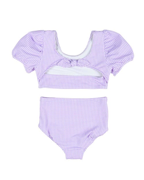 Florence Eiseman Gingham Puff Sleeve Bikini In Purple