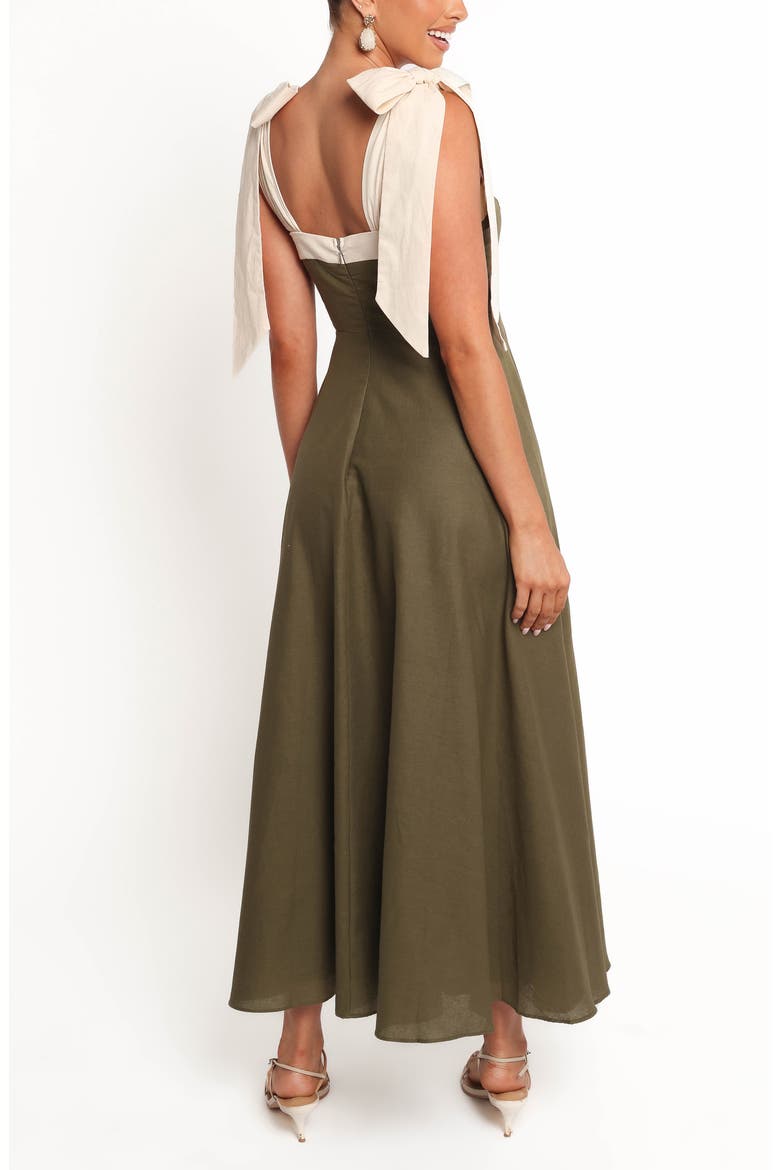 Olinda Bow Strap Cotton & Linen Maxi Dress, Alternate, color, OLIVE
