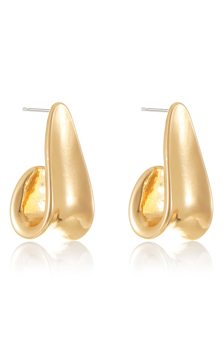 Ettika Draped Concave Hoop Earrings, Alternate, color, Gold
