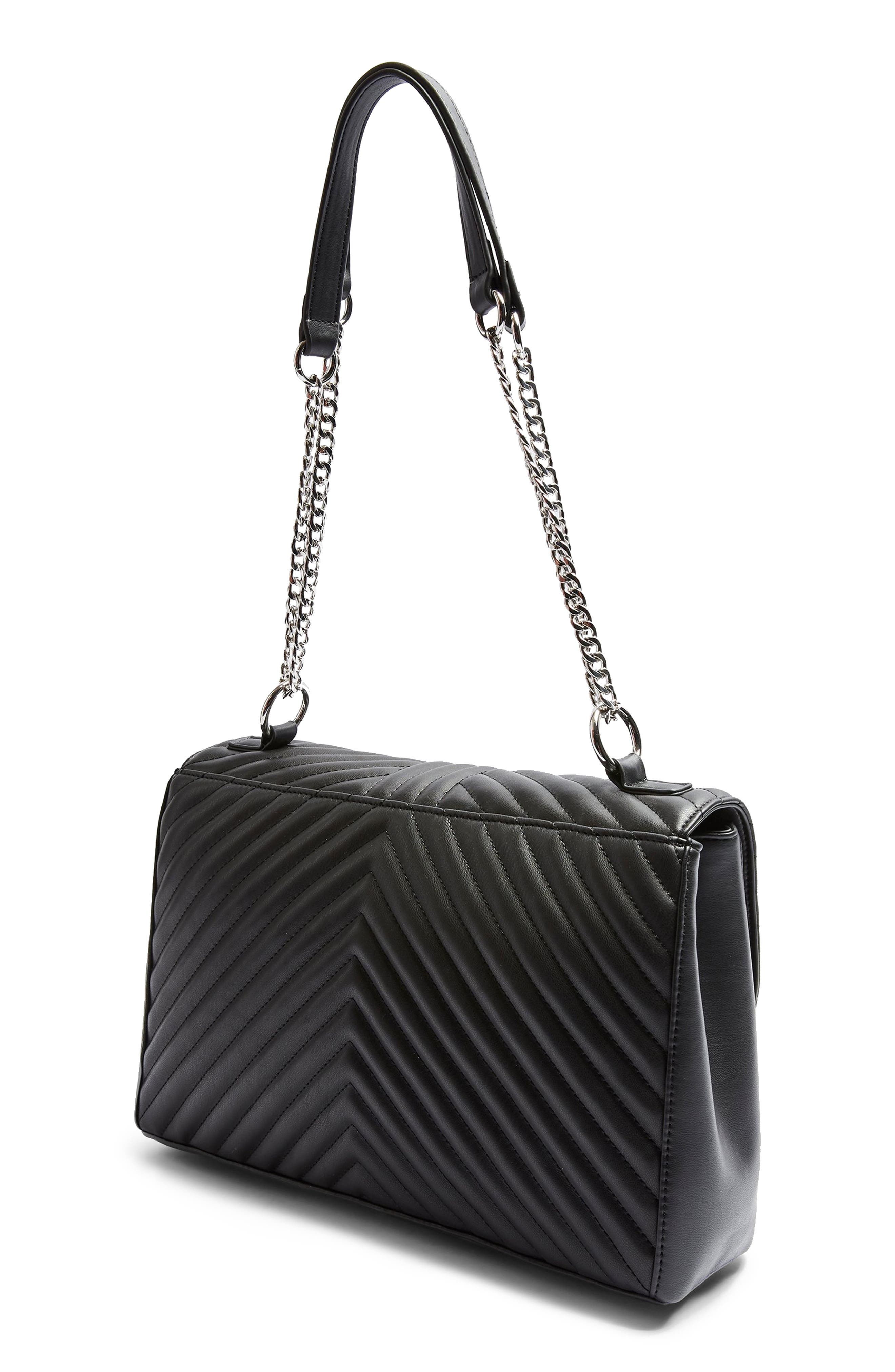 Topshop Sofia Quilted Faux Leather Shoulder Bag, Alternate, color, 