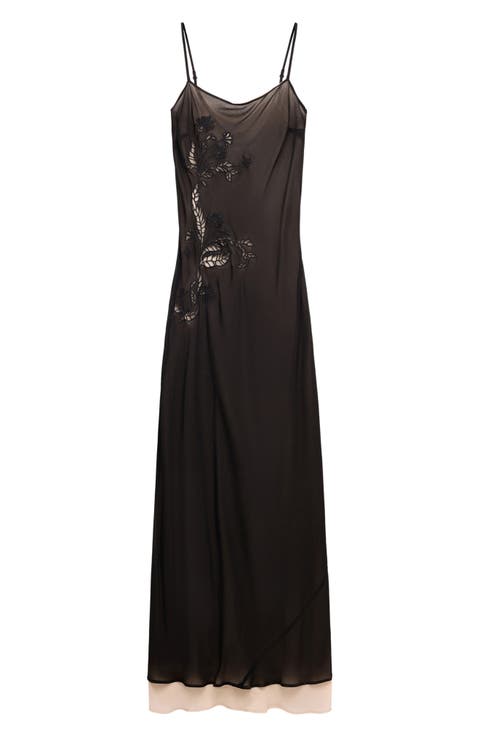 Lace Detail Chiffon Dress