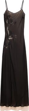 MANGO Lace Detail Chiffon Dress