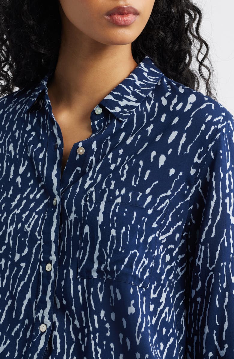 Rails Josephine Print Button-Up Shirt, Alternate, color, Dark Navy Lynx