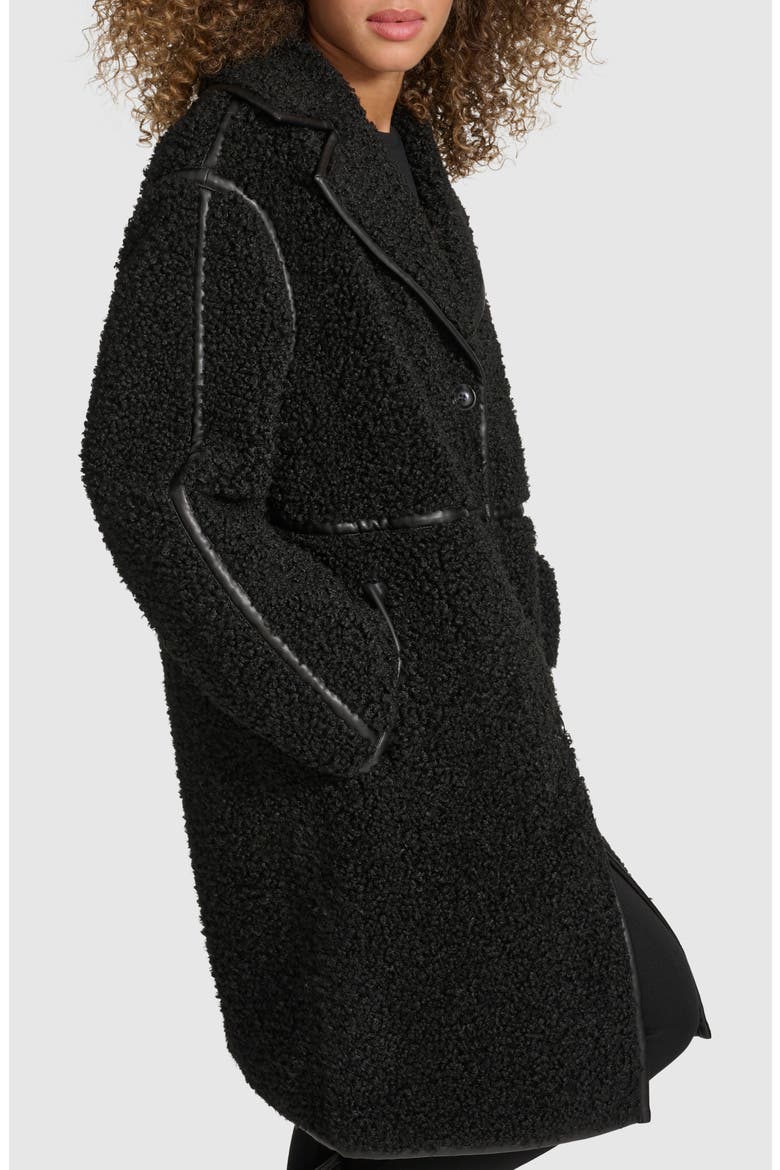Faux Shearling Coat, Alternate, color, BLACK
