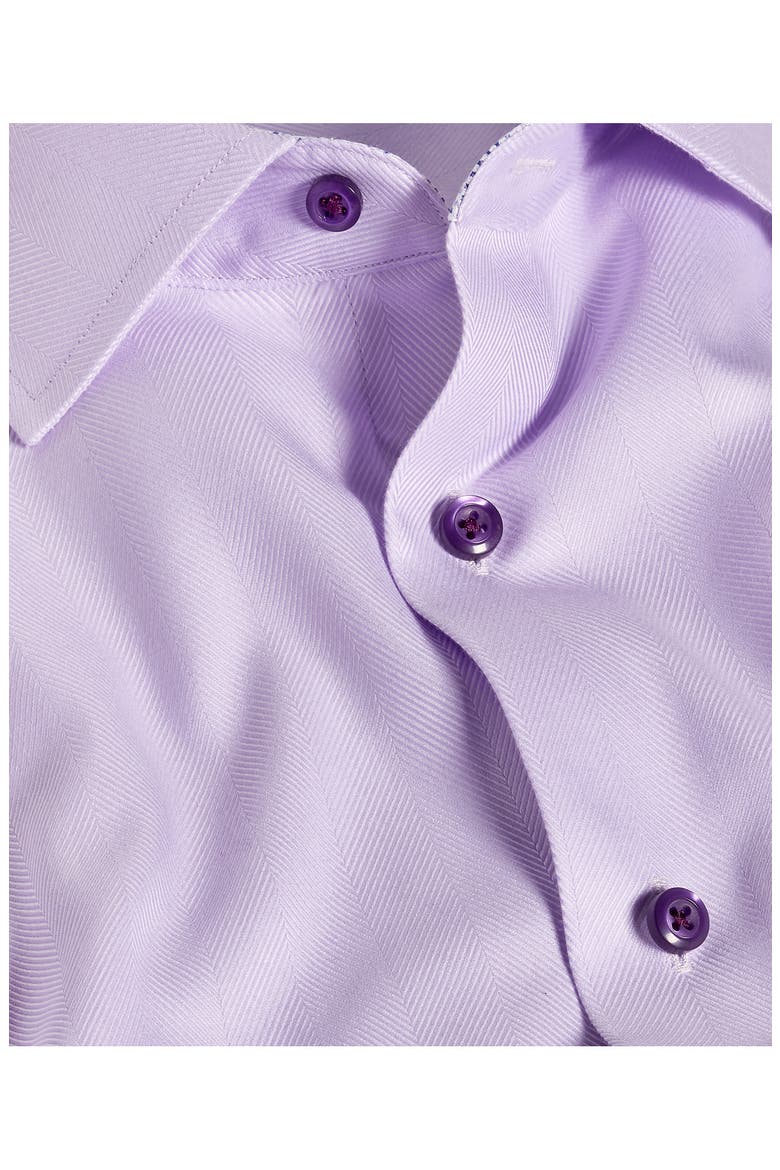 Trim Fit Herringbone Cotton Dress Shirt, Alternate, color, LILAC