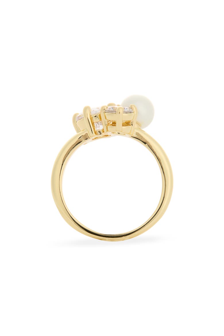 CZ & Faux Pearl Statement Ring, Alternate, color, PEARL / CLEAR / GOLD
