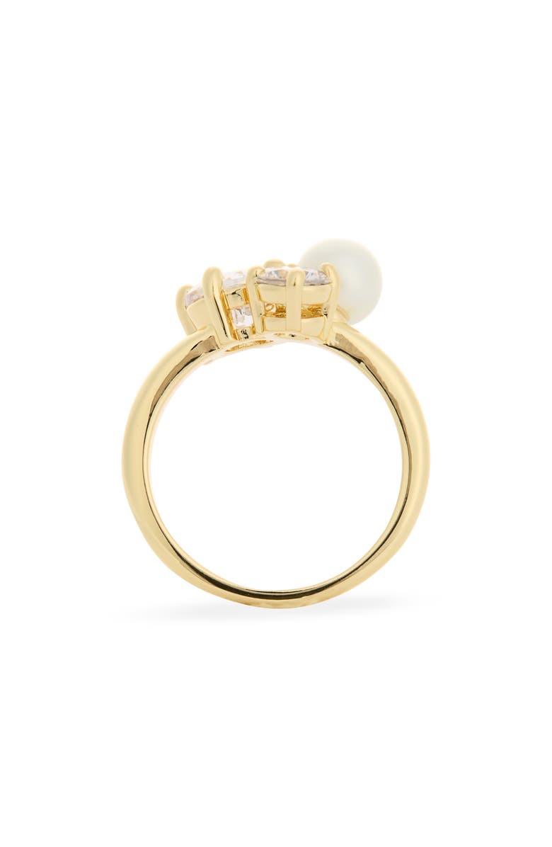 Covet CZ & Faux Pearl Statement Ring, Alternate, color, Pearl / Clear / Gold