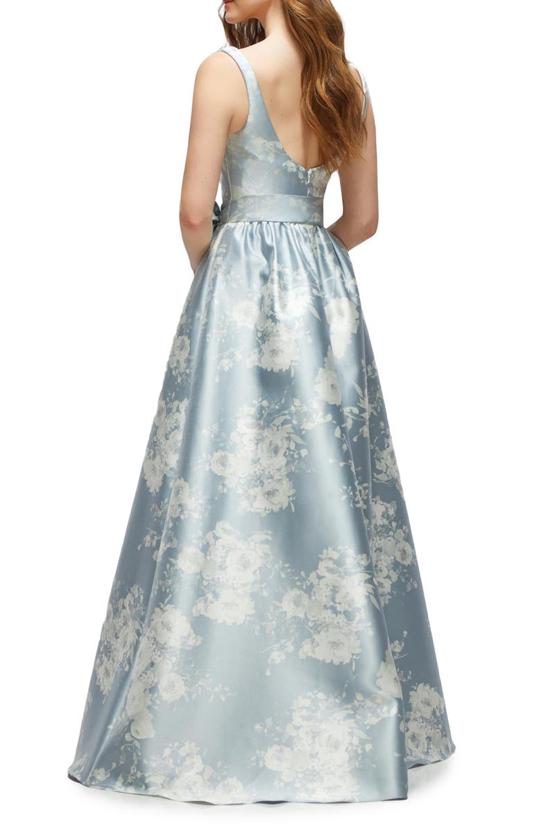 Dessy Collection Floral Satin Twill Gown, Alternate, color, Seraphina Floral