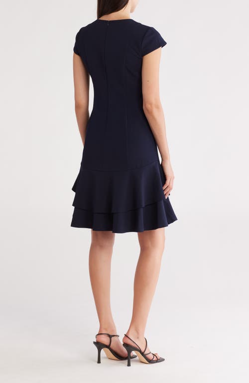 Eliza J Cap Sleeve Double Ruffle Minidress In Blue