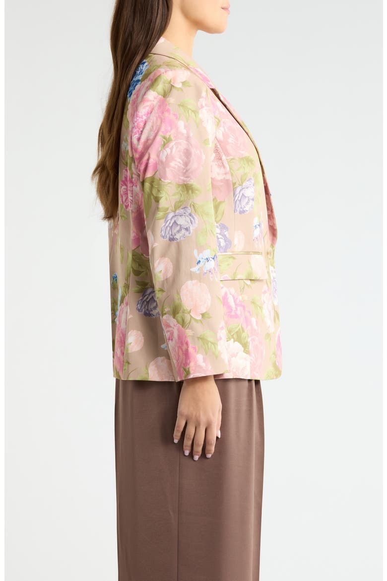 Print Sateen Blazer, Alternate, color, TAUPE MULTI