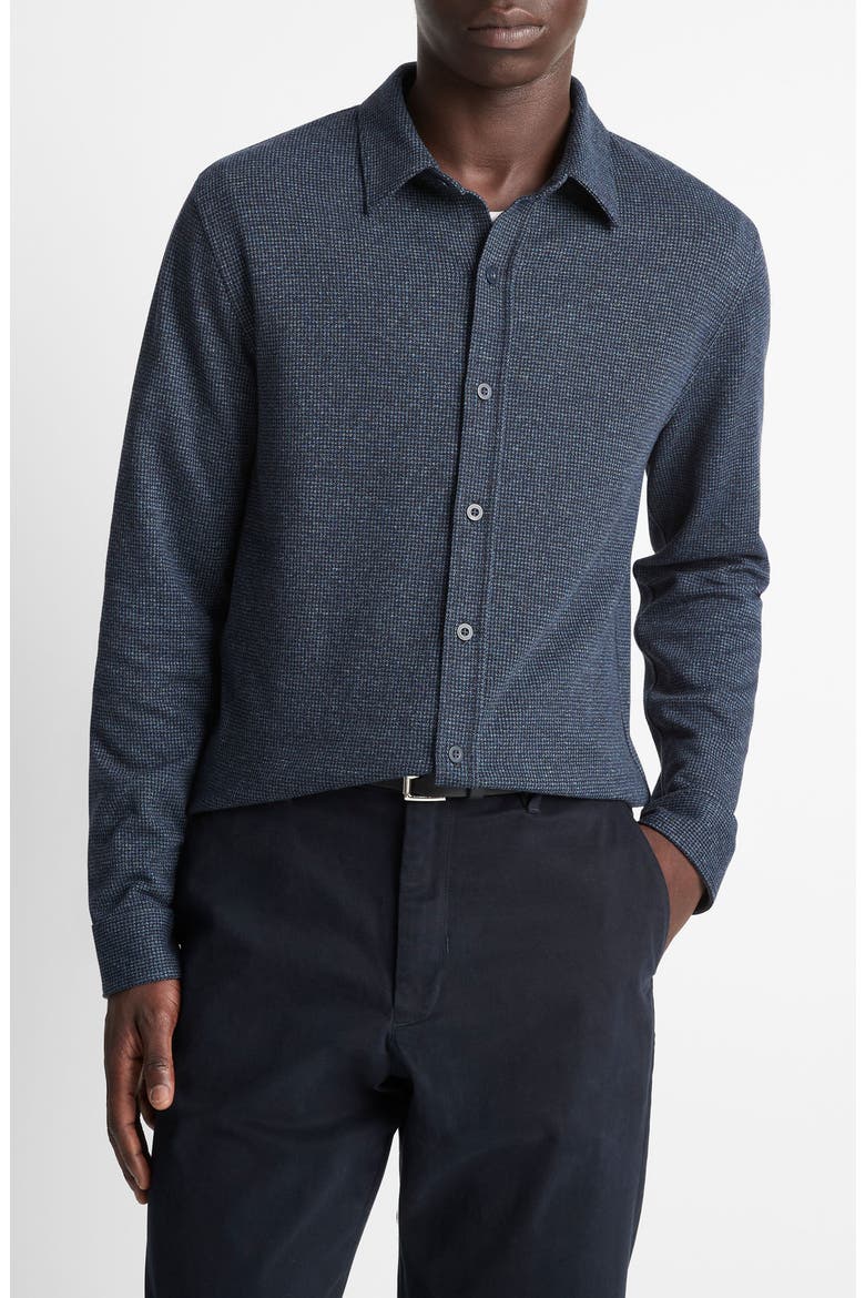 Houndstooth Button-Up Shirt, Main, color, COASTAL COMBO