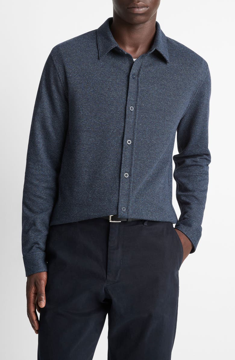 Vince Houndstooth Button-Up Shirt, Main, color, Coastal Combo