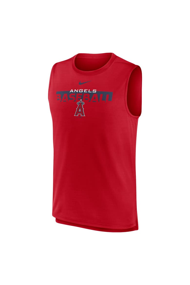 Men's Nike Red Los Angeles Angels Knockout Stack Exceed Muscle Tank Top, Alternate, color, Red