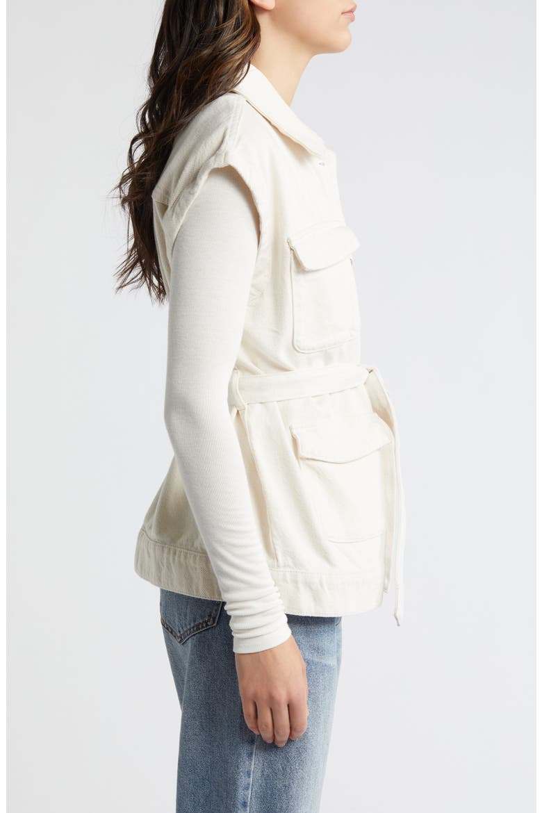 Olanda Cargo Belted Denim Vest, Alternate, color, ECRU