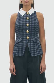 MAUDE CLUB Charlie Gingham Vest