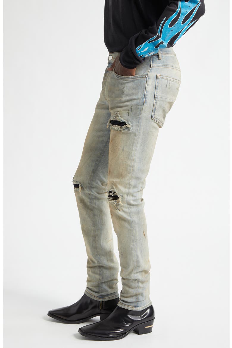 MX1 Suede Patched Skinny Jeans, Alternate, color, PERFECT ANTIQUE INDIGO