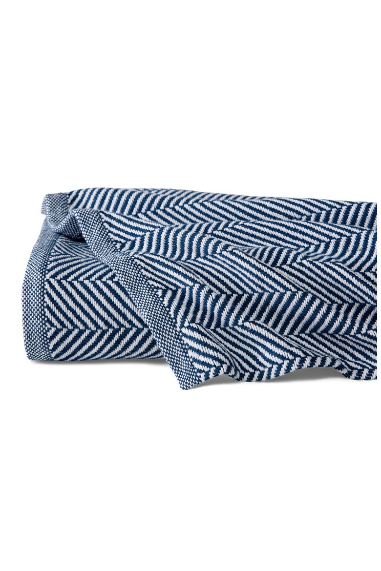 Camilo Herringbone Cotton Blanket, Main, color, WHITE/ NAVY