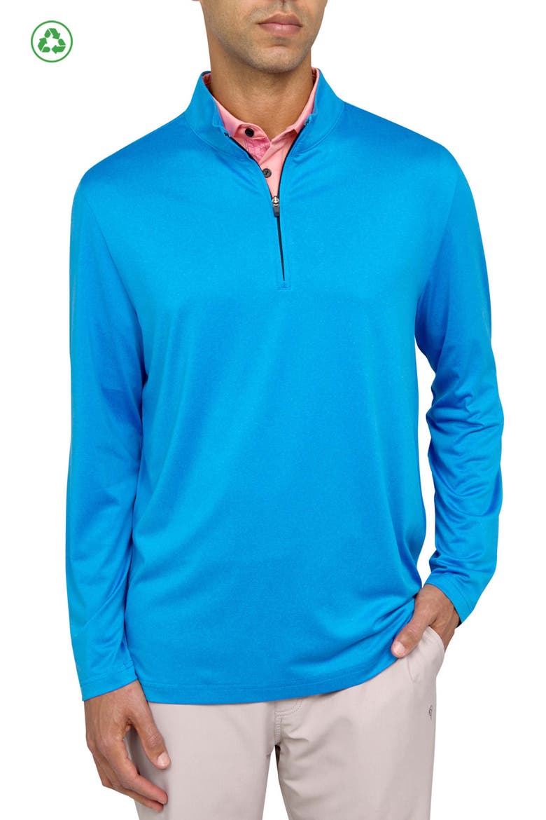 Regular Fit Melange Recycled Performance Quarter Zip, Main, color, LT BLUE