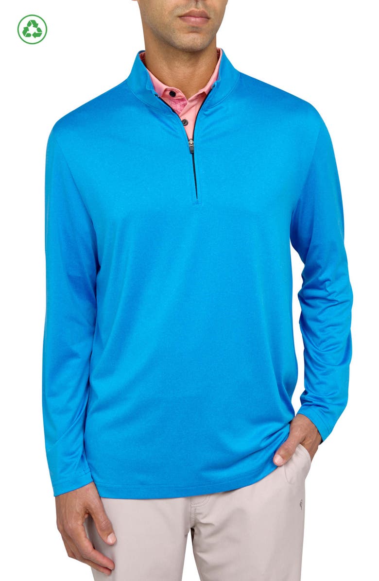 CON.STRUCT Regular Fit Melange Recycled Performance Quarter Zip, Main, color, Lt Blue