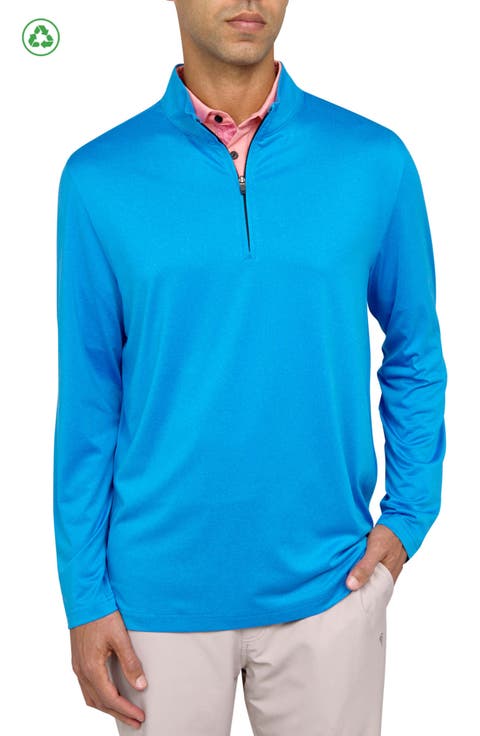 Regular Fit Melange Recycled Performance Quarter Zip
