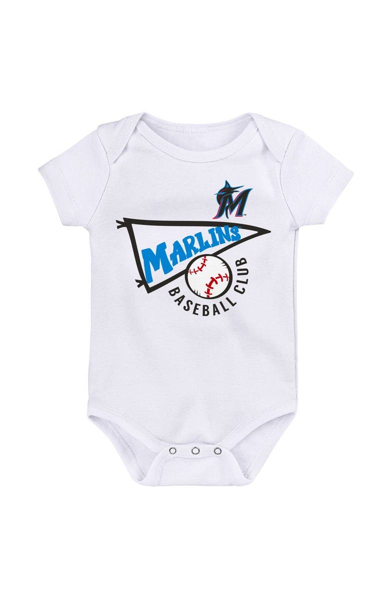 Outerstuff Infant Blue/White/Heather Gray Miami Marlins Biggest Little Fan 3-Pack Bodysuit Set, Alternate, color, Blue