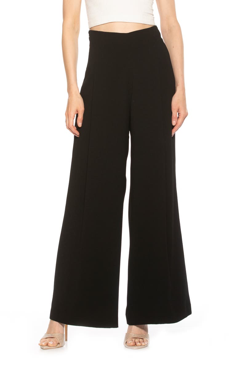 Alexia Admor Elia High Waist Pleat Wide Leg Pants, Main, color, Black