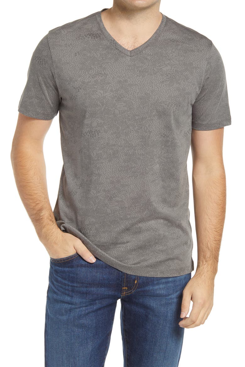 London Print V-Neck T-Shirt, Main, color, GREY