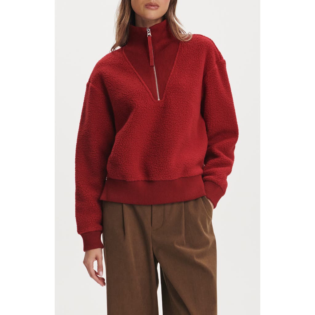 Varley Jaylin High Pile Fleece Half-zip Pullover In Red