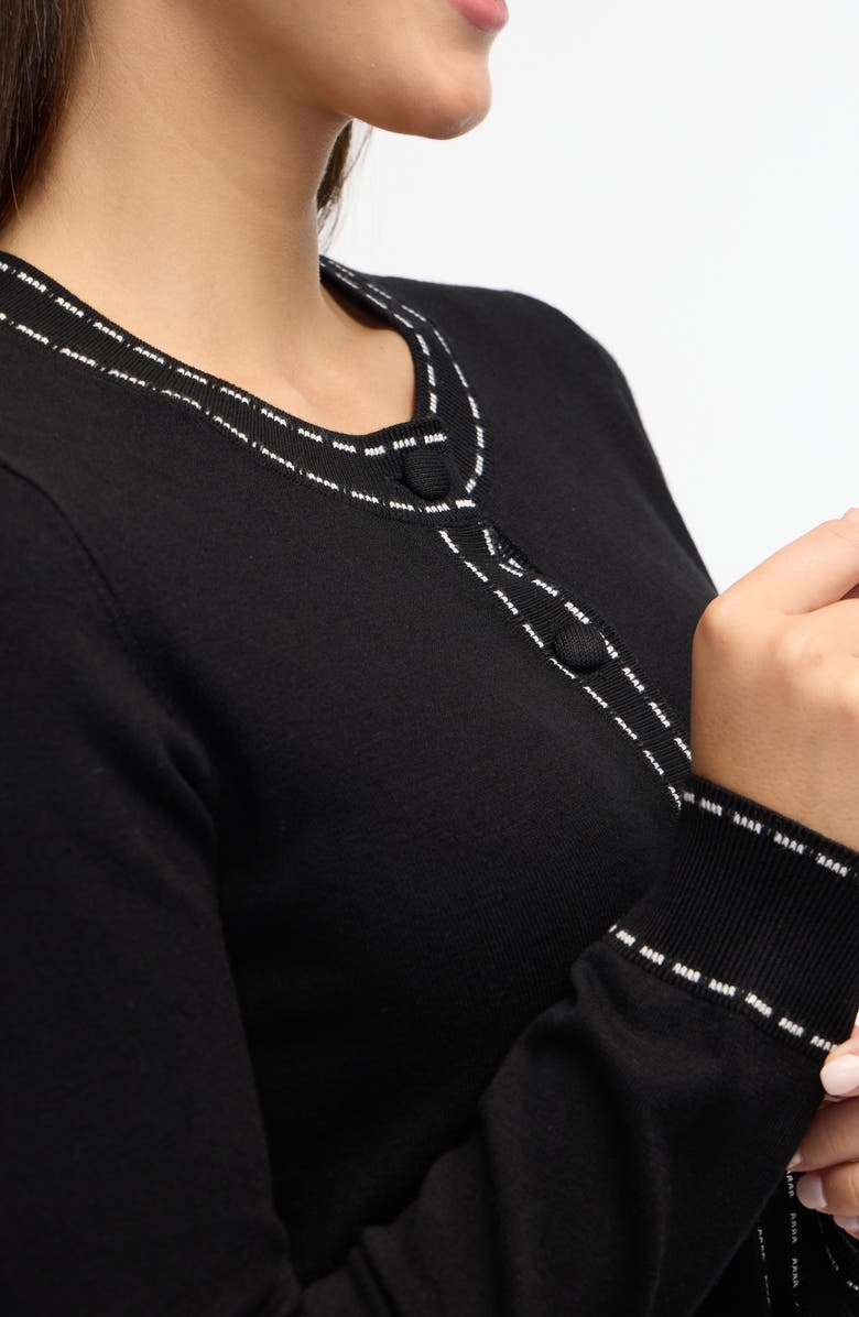 Ellen Tracy Contrast Trim Sweater Knit Cardigan, Alternate, color, 