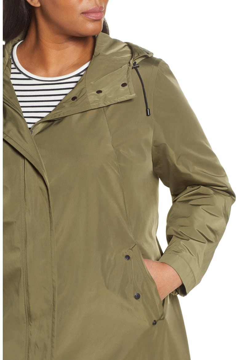 Water Repellent Hooded Raincoat, Alternate, color, DARK MOSS