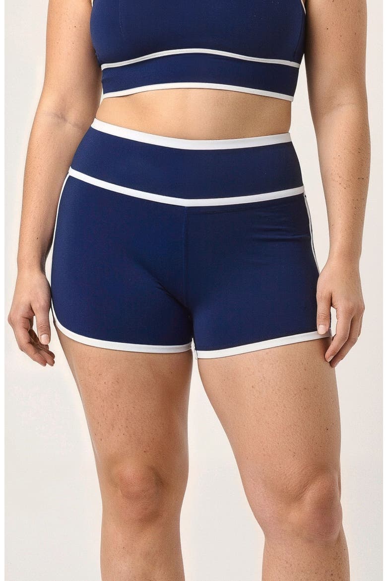 Plus Size Swim Shorts Two-Toned Collection, Main, color, Navy & White
