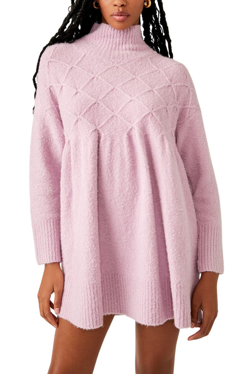Free People Jaci Long Sleeve Mock Neck Sweater Dress, Alternate, color, Lavender