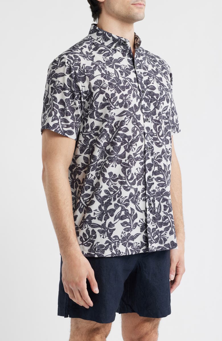 Kahala Tide Pool Short Sleeve Button-Up Shirt, Alternate, color, Light Grey