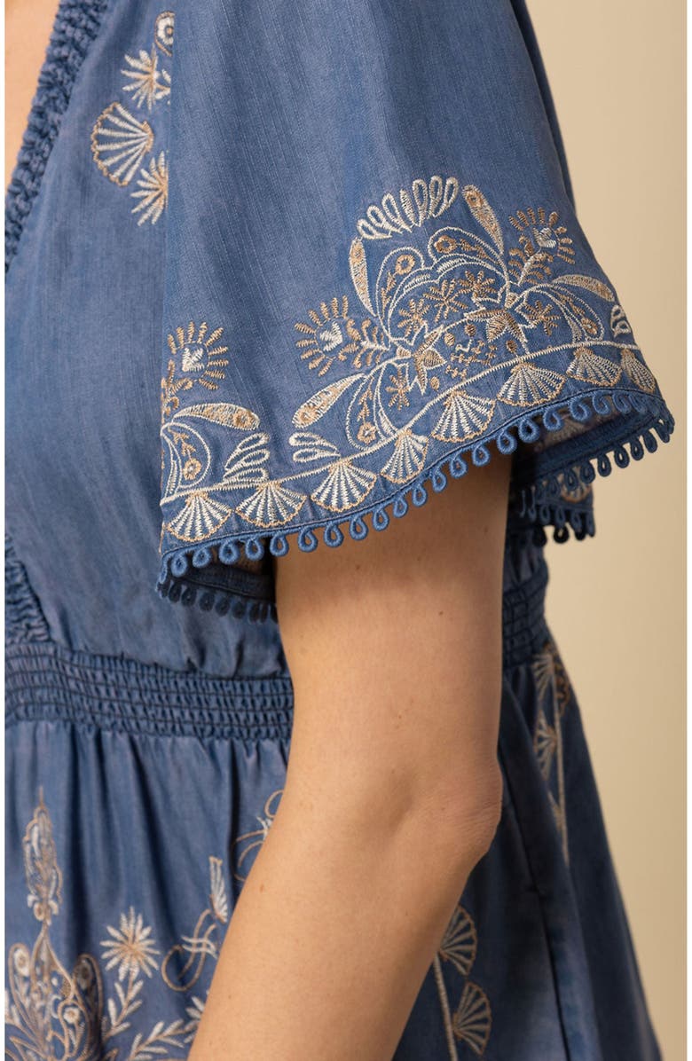 Hale Bob Katalina Embroidered Chambray Dress, Alternate, color,