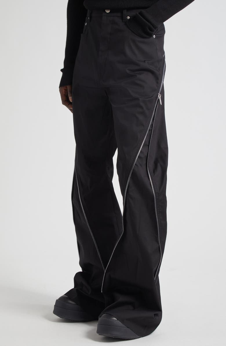 Rick Owens Bolan Banana Zip Raw Hem Jeans, Alternate, color, Black