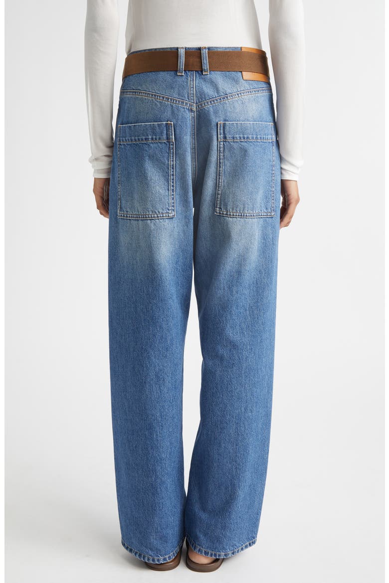 Belted Denim Straight Leg Trousers, Alternate, color, INDIGO