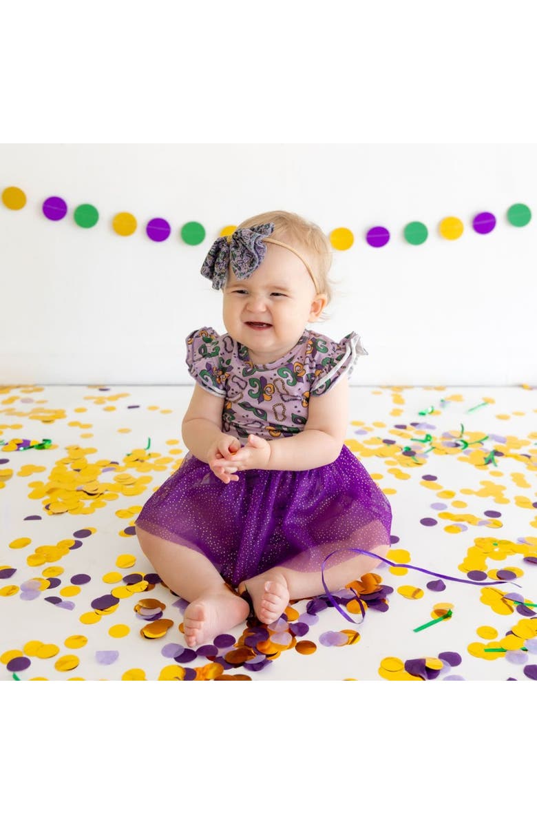 Sweet Wink Mardi Gras Short Sleeve Tutu Bodysuit, Alternate, color, 